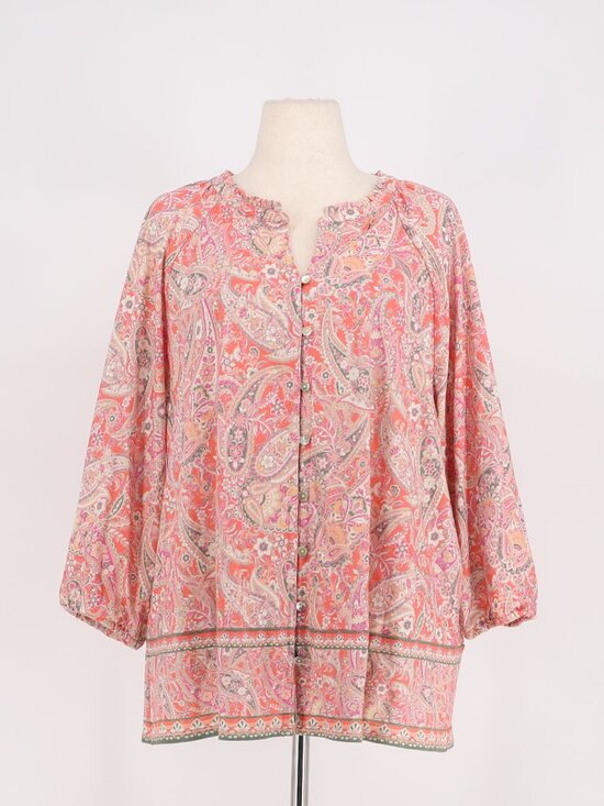 J. Jill Tops - J. JILL Peasant Paisley Print 3/4 Sleeve Button Front Tunic Top Size 2X